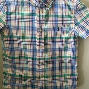 Blue and Green Casual Button Down Shirt